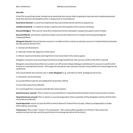 Sounds from Films Notes