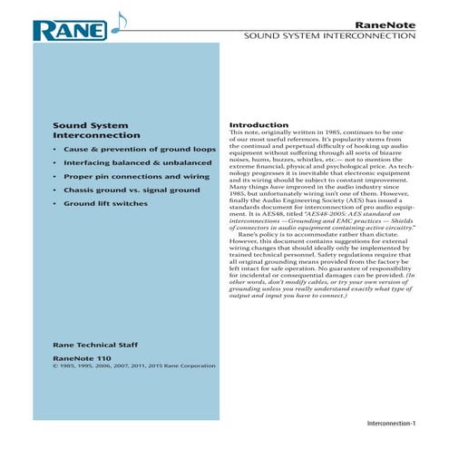 Sound system interconnection | PDF