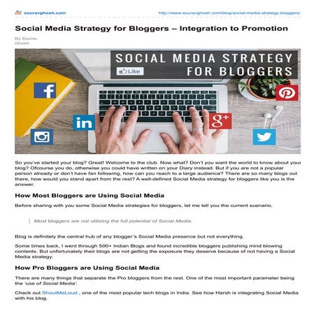 Social Media Strategy for Bloggers - Integration to Promotion