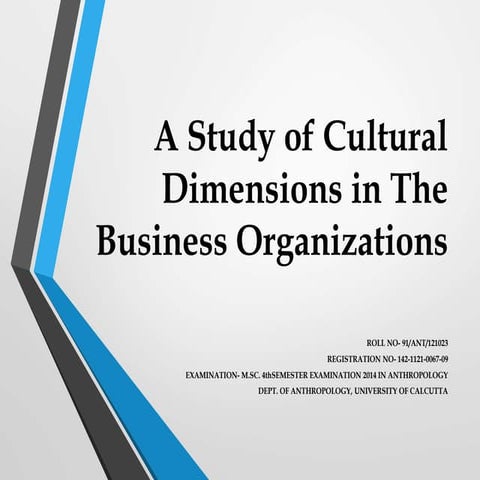 A Study of Cultural Dimensions in The Business Organizations