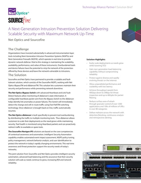 Sourcefire - A Next-Generation Intrusion Prevention Solution Delivering Scalable Security with Maximum Network Up-Time