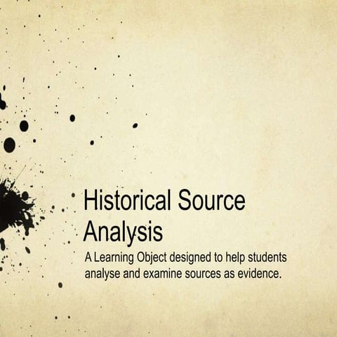 A Learning Object created as a homework module on Historical Source Analysis