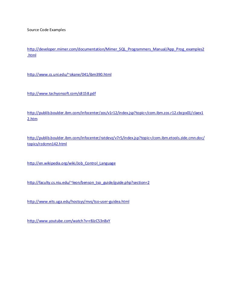 Source code examples