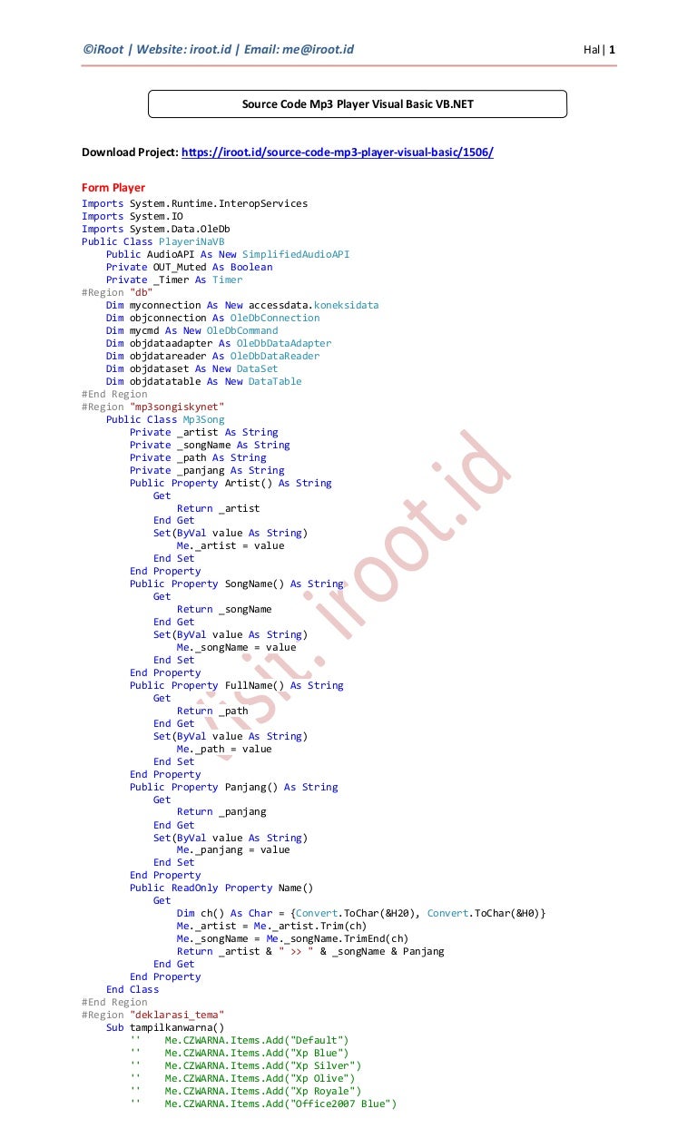 Source Code Mp3 Player Visual Basic Vb Net
