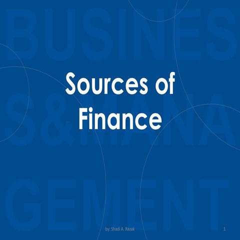 Sources of Finance