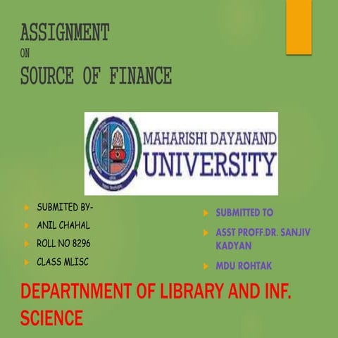 Source of finance in library