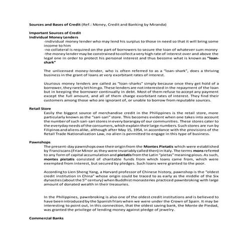Sources and bases of credit by miranda | DOCX