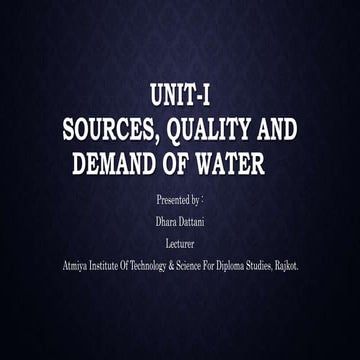 Sources and de mand and water supply
