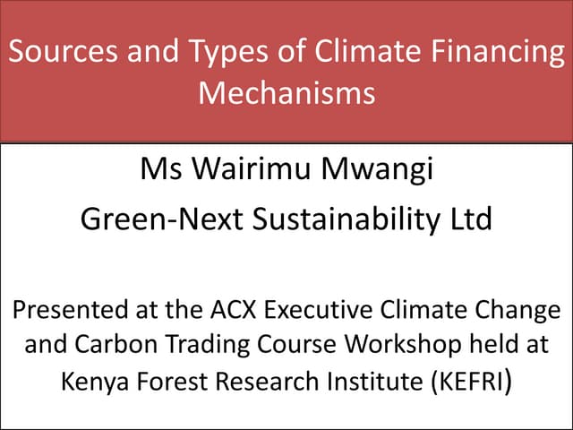 Sources of Climate Finance 
