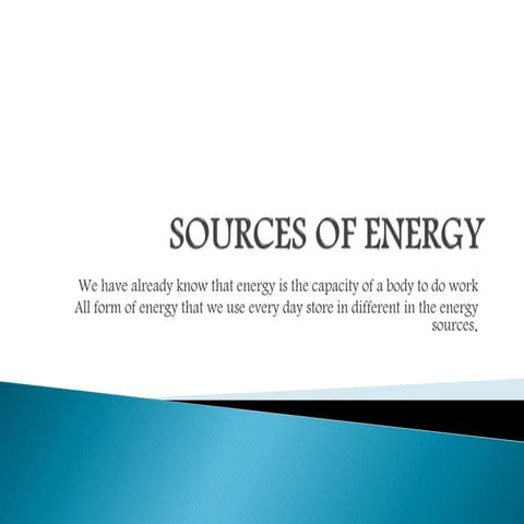Sources of energy