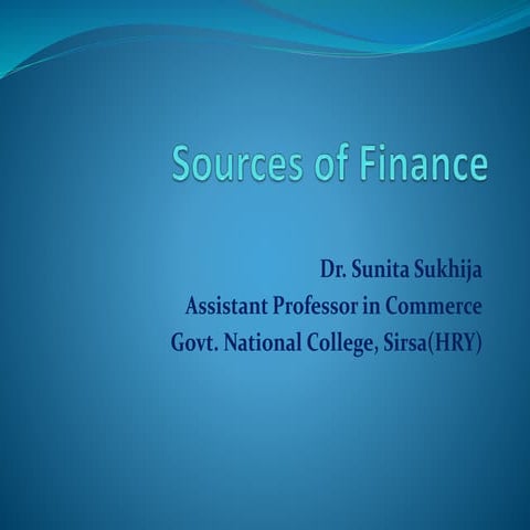 Sources of finance