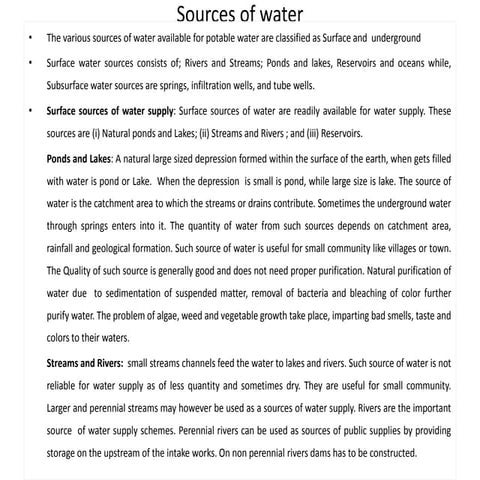 Sources of water
