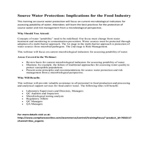 Source water protection