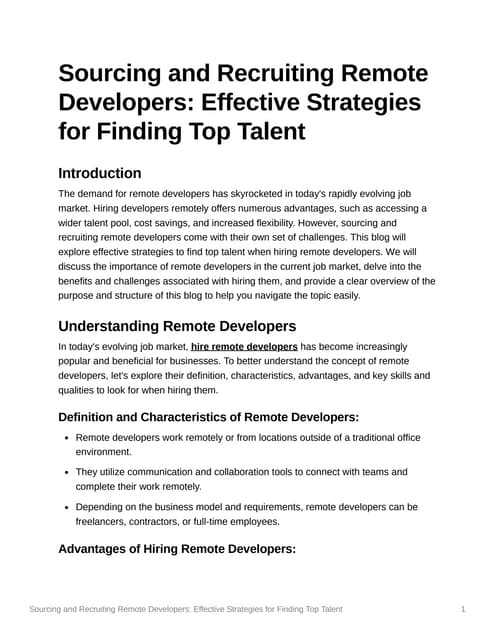 Sourcing And Recruiting Remote Developers Effective Strategies For Sourcing And Recruiting Remote Developers Effective Strategies For