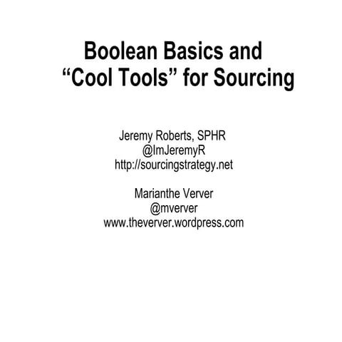 Sourcing Basics & Cool Tools