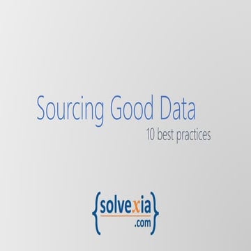 How to source good data