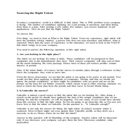 Sourcing the right talent