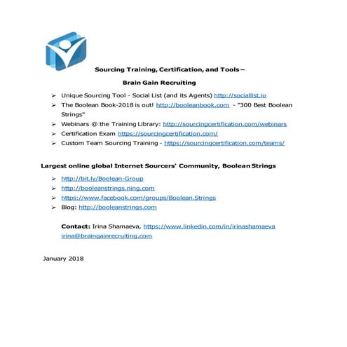 Sourcing Training, Exams, and Tool Social List