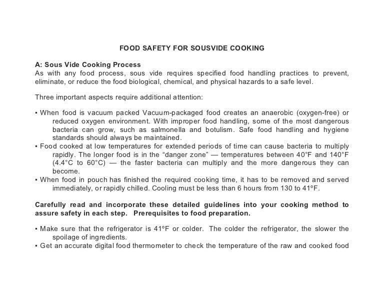 Sous Vide Haccp Flow Chart