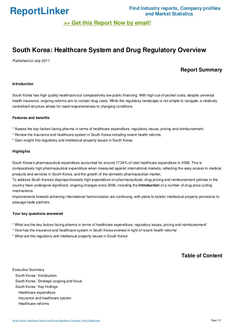 South Korea Healthcare System and Drug Regulatory Overview