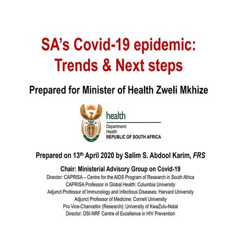 SA’s COVID-19 Epidemic: Trends & Next steps