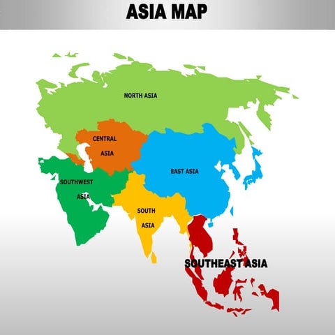 South east asia editable continent map with countries