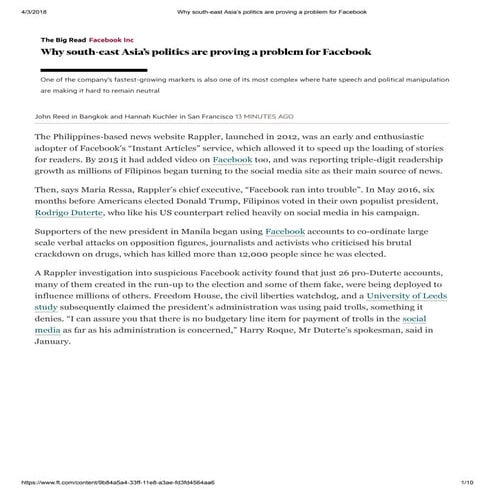 SOUTHEAST ASIA SOCIAL AND POLITICAL IDENTITY WITH FACEBOOK