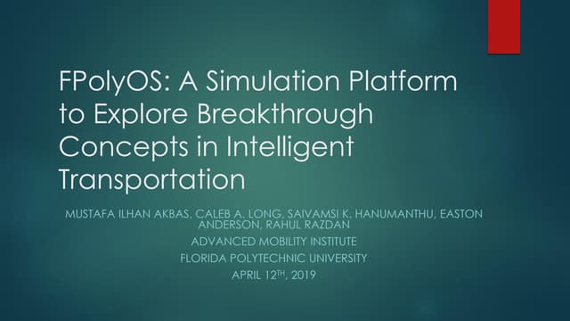 Transportation OS: A Simulation Platform to Explore Breakthrough Concepts in Intelligent Transportation