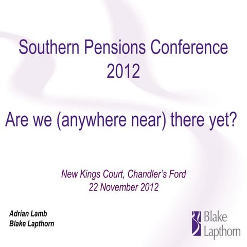 Blake Lapthorn, Barings, Shilling and Barnett Waddingham's Southern Pensions ...