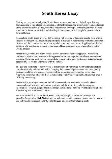 South Korea Essay Pdf South Korea Essay Pdf