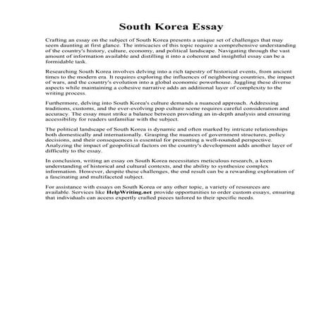 South Korea Essay. Korean Languages - World Englishes