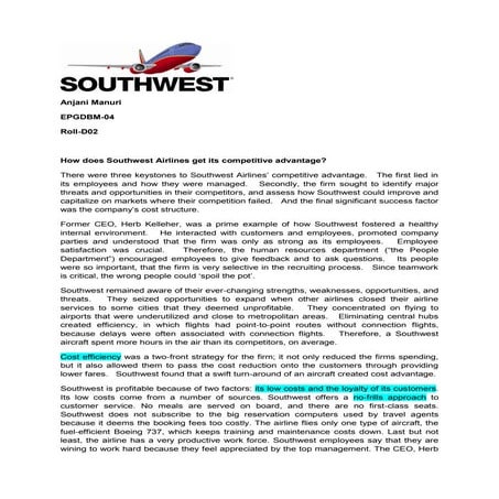 Southwest assignment