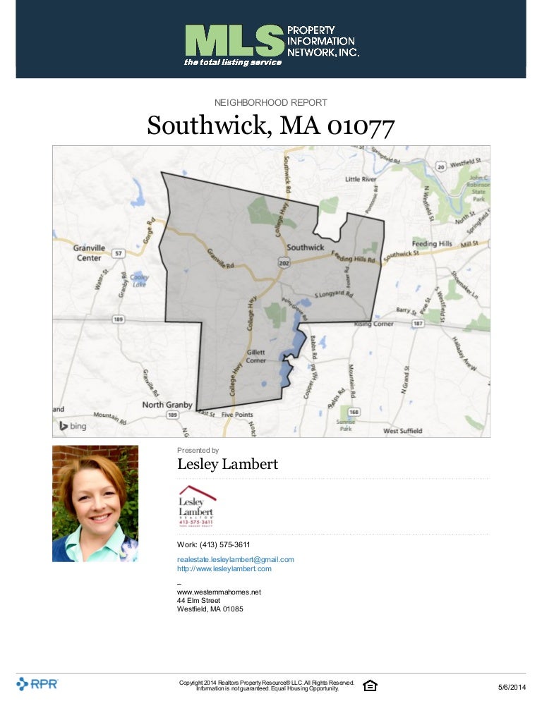 Neighborhood Market Report for Southwick, MA 01077