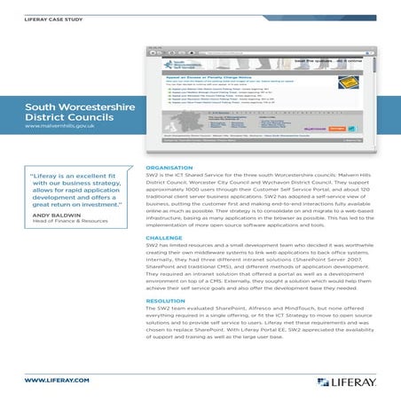 Liferay UK Success Story with South Worcestershire District Councils