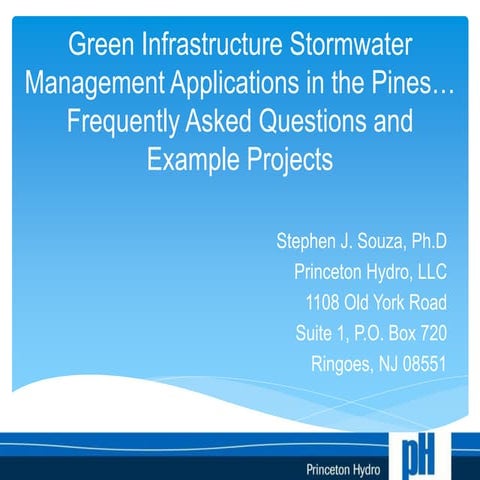 Green Infrastructure Stormwater Management Applications in the Pinelands