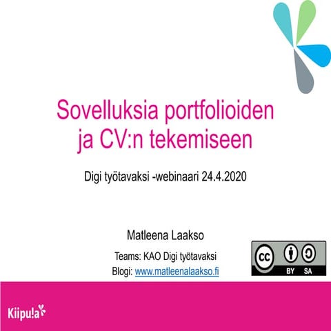 Sovelluksia portfolion ja CV:n tekemiseen