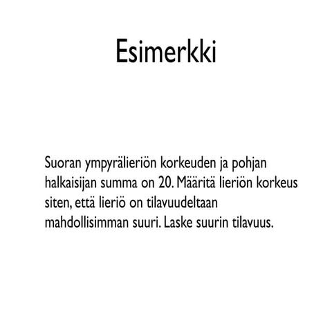 Avaruusgeometrian ääriarvosovellus