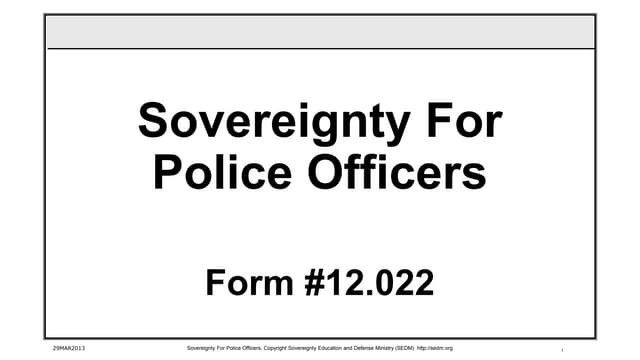 Sovereignty for Police Officers Course, Form #12.022