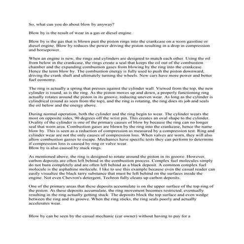 So what can you do about blow by anyway