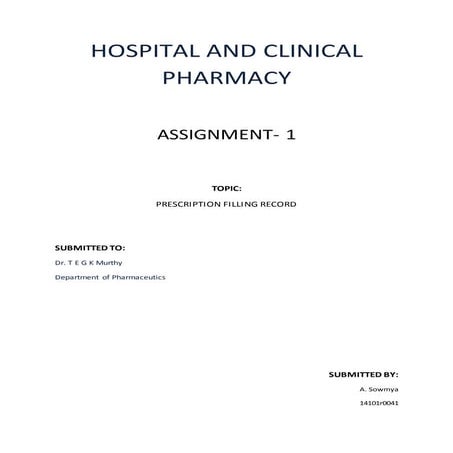 Prescription filling record