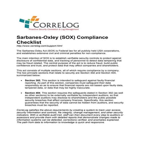Sox compliance