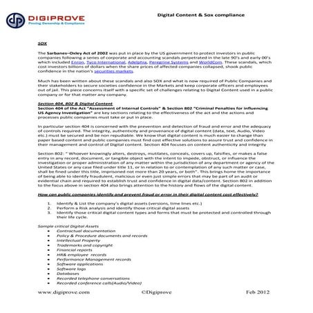 The relevance of Digital content in SOX compliance