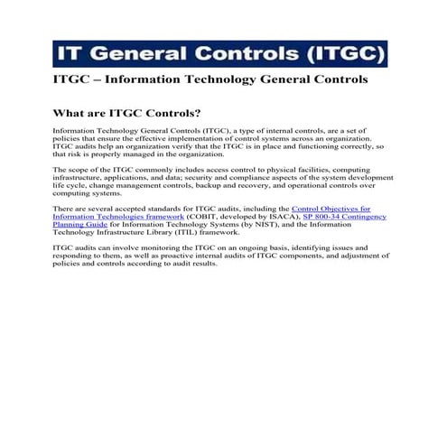Sarbanes-Oxley (SOX) 404 ITGC Summary (2025)