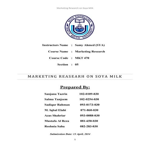 Market Research on Soya milk