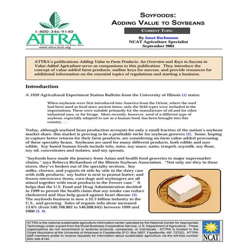 Soyfoods: Adding Value to Soybeans