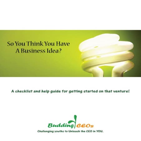 So you think you have a business idea?