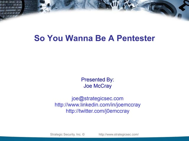 So you wanna be a pentester - free webinar to show you how