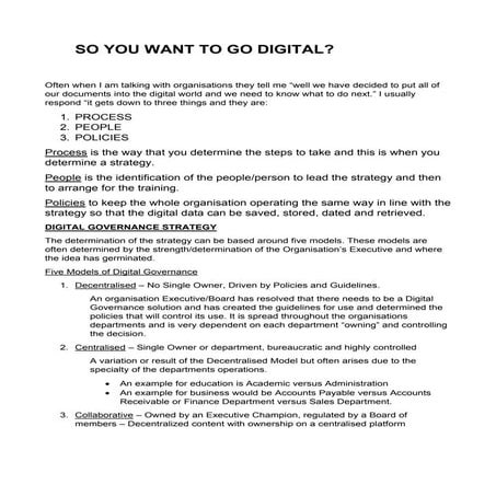 So you want to go digital
