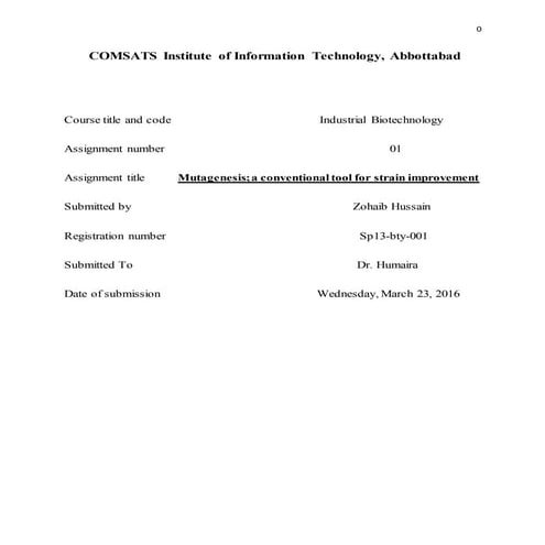Mutagenesis; A conventional tool for strain improvement in industry 