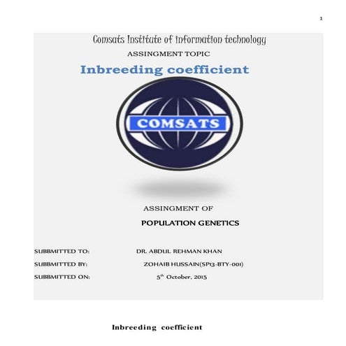  Inbreeding coefficient 